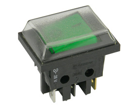 DPST Rocker Switch, Lighted with Dust Cover